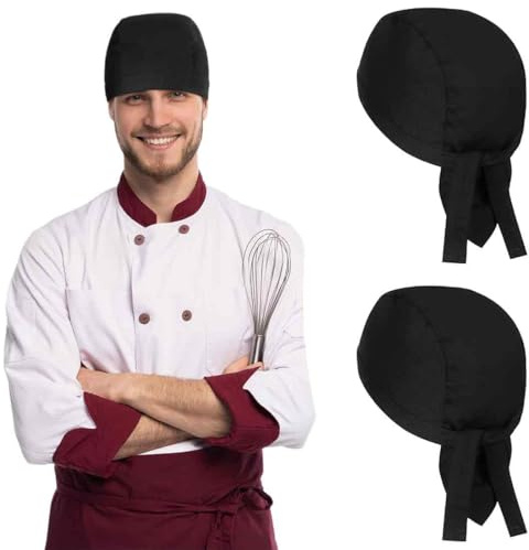 AFCJLTO Lot de 2 Toques de Chef en Polycoton Ajustables,Idéal pour Restaurants, Cuisines, Boulangeries, Cafés, Hôtels et Supermarchés,Chapeaux de Travail Unisexes pour Cuisiniers