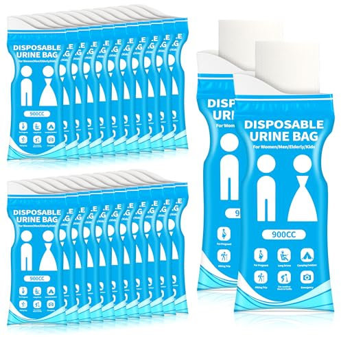 Coolrunner 900CC Disposable Urine Bags, 24/50 Pack Camping Pee Bags, Disposable Urinals for Travel, Emergency Portable Toilet (50)