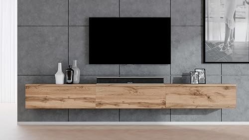 AXLIVING hängendes TV Board Loriano Lowboard Eiche Wotan 3x100 cm