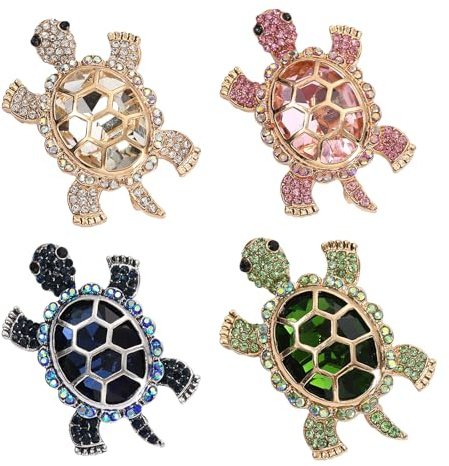 Bofanze 4 Pièces Broche Cristal Tortue Broche en Forme de Tortue broches