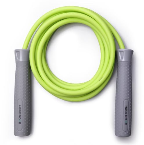 HEREROPE Springseil mit Gewichten, 8mm dickes Seil mit 360°-Drehung, verstellbarer Länge, rutschfester Griff, schweres Seilspringseil für Ganzkörper-Cardio, HIIT, MMA, Muskel