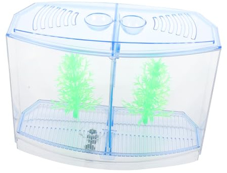 BESPORTBLE Aquarium Transparent Acrylique Double Compartiment Réservoir Délevage pour Poissons et Plantes Hydroponiques Décor de Table Élégant et Compact