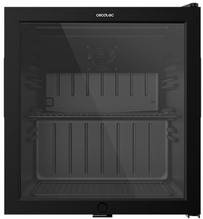 Cecotec Mini Frigorífico con Puerta de Cristal Bolero CoolMarket BC 52 Black, 52 Litros de Capacidad, 44,5 cm de Ancho, 50,3 de Alto, Iluminación LED interior, Temperatura 0ºC a 10ºC