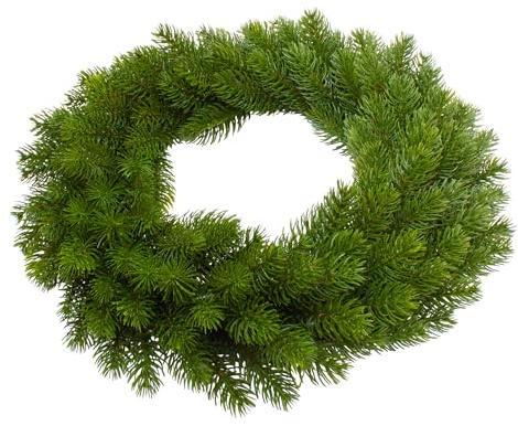 Künstlicher Edel Tannenkranz grün halbgebunden 48 cm | Spritzguss, Naturgetreue Tannenspitzen, Adventskranz, Türkranz, Tischkranz