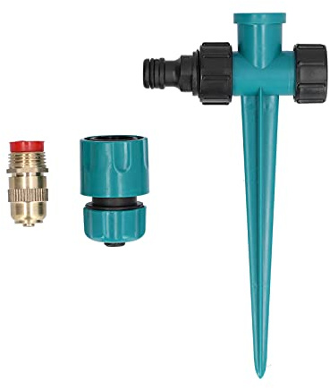 Irrigatore automatico per prato da 360 gradi con spina regolabile, spruzzatore per irrigazione, per giardinaggio, alberi da frutto, arbusti, serre, vivai, materiale ABS, 22,5 x 13