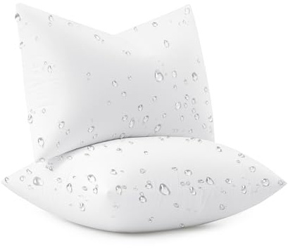 MIULEE Outdoor Pillow Inserts 12x20 Pack of 2 Waterproof Throw Pillow Inserts Decorative 100% Virgin Fibers Filling for Patio Sofa Couch