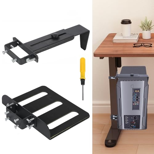 Inscrip PC Halterung Unter Schreibtisch, ohne Bohren, 20kg Kapazität, Verstellbar Klemm Tischbein PC-Halterung für Höhenverstellbare Schreibtisch, Fits Desk Leg: 65-80mm(D) x 40-50mm(W)