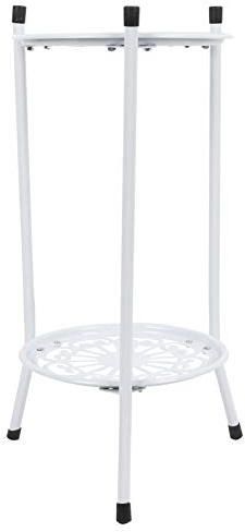 OEBUAFI Soporte para Plantas de Metal de 2 Niveles, Estante de Exhibición para Macetas con Marco de Soporte para Trípode, para Decoración de Interiores y Exteriores, Jardín, Balcón, (White)