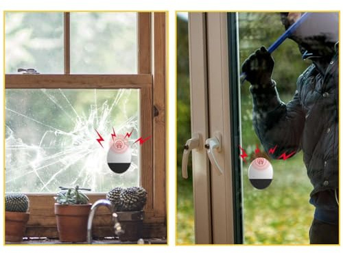 Sensor de alarma de vibración de 130 dB, sirena ultrafina, detector de rotura de vidrio para hogar, oficina, ventana, puerta, sistema de seguridad, protección