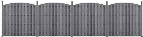 neu.holz WPC Gartenzaun mit Rundbogen und Pfosten 185x747cm Grau Sichtschutz Windschutz Lamellenzaun Zaun
