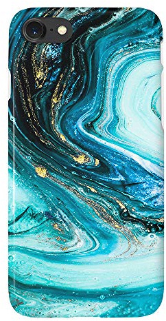 uCOLOR Türkis Blau Gold Marmor Hülle Kompatibel mit iPhone 6S/6/8/7/SE 2nd/SE 3 (2022) 4,7 Zoll Süß Matt Slim Weich TPU Schutzhülle
