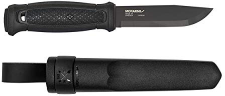 Morakniv Garberg Full Tang Messer mit fester Klinge aus Karbonstahl, 10,9 cm, Polyscheide, Schwarz