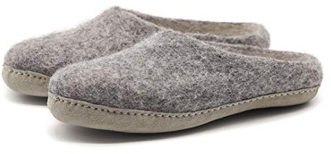 Nootkas Felted Merino Wool 'Astoria' House Slipper for Men and Women (Heather/Tan, W: 13 / M: 10.5)