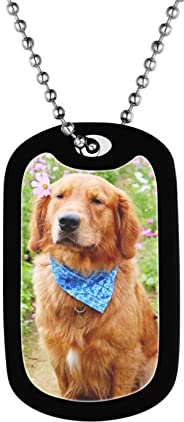 Bandmax Herren Damen personalisiert Foto Kette Edelstahl Militär Erkennungsmarke Silikon Rahmen Dog Tag Anhänger mit 60cm Kugelkette Namenskette Hundemarke Modeschmuck Accessoire