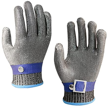 Kettenhandschuhe 2 Stücke Edelstahl-Schnitt-resistente Handschuhe, Klasse 9 Schutzsicherheitshandschuhe, allgemein for Linke und rechte Hände (Size : 2pcs/M)
