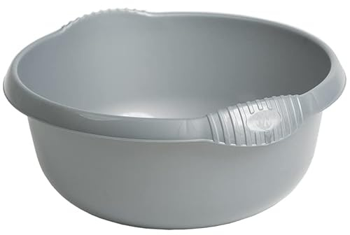 JMS we create smile 36cm Round Kitchen Washing Up Bowl Basin Mixing | Plastic Bowl (Silver/Grey)