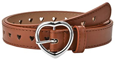 Kiench Mädchen Ledergürtel mit Herz/Sterne Schnalle Kinder PU Leder Gürtel