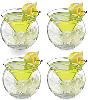 NLDGR Martini-Gläser ohne Stiel, 266 ml, 4er-Set, Martini-Glas mit Kugelboden, elegante Gläser für Cocktail-Party, Bar, Trinkgläser-Set