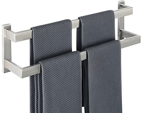 SAYAYO Handtuchhalter Bad Handtuchstange Multilayer Gästehandtuchhalter Wandmontage Edelstahl Gebürstet Doppelt Badetuchhalter für Badezimmer und Küche 60CM