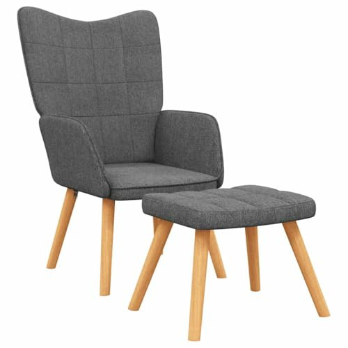 vidaXL Relaxsessel mit Hocker Dunkelgrau Stoff