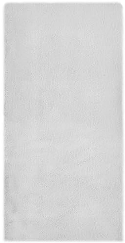-LUXOR- living Kunstfell Coste Flauschiger Teppich Schlafzimmer - ideal zur Verwendung als Bettvorleger Schlafzimmer - gemütlicher Fellteppich Lammfell Imitat 60 x 120 cm Weiß