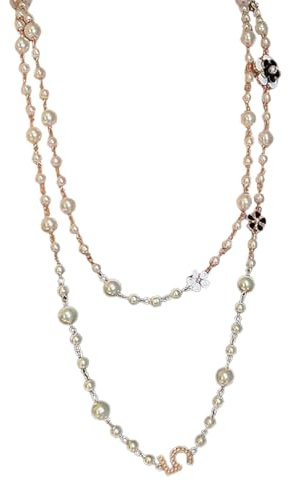 Neamou Damen Perlenkette,Kunstperlenkette lang, Perlenmodeschmuck Lange Kette, Zarte Kettenhalsketten mit Kunstperlen, Pulloverketten-Schmuckgeschenke
