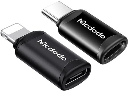 mcdodo Adattatore USB C a Lightning, Confezione da 2 Adattatore USB C Maschio a Lightning Rapida e Trasferimento Dati per iPhone 15/14/13/12R/8/MacBook, Samsung Galaxy Non per Audio/OTG