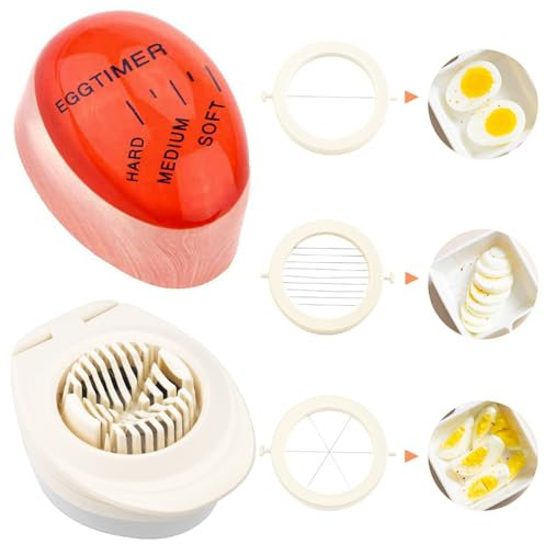 Egg Timer Ruikdly Eieruhr mit Eierschneider, Rot Egg Timer Wärmeempfindliche Veraenderung Eierkocher Wählen Sie Die Reife Der Eier Nach Temperatur und Zeitänderungen zum Kochen von Eiern