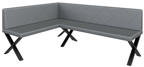 FURNISTAR Eckbank Akiko Metal X - Eckbankgruppe für Ihrem Esszimmer, Küche modern, Sitzecke, Essecke. Perfekt für Küche, Büro und Rezeption. Solide und Starke Verarbeitung. (142x196-Links-Soft29)
