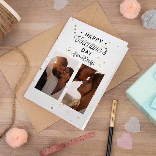 Wanapix | Tarjeta San Valentin Personalizada | Tarjeta Plegable con Foto y Texto | Regalo Original San Valentín/Aniversario | 15 x 20 cm - Pareja
