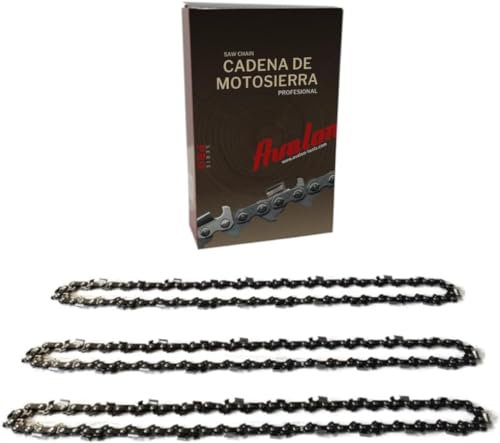 Avalon Procut - Pack 3 Cadena de Motosierra Avalon Procut 3/8 Perfil Nomal 058 - 1.5mm Diente Cuadrado (72 eslabones) Cadena de motosierra compatible con Einhell, Black & Decker, Oregon