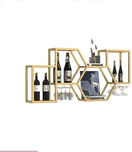 Weinregal Wand Metall Flaschenregal Schmal Couchbar Wine Rack Bar Regal Wand Barschrank Vitrine Hängend Weinschrank Weinhalter Getränkeregal Küchenregal mit Weinglashalter für Bar Esszimmer ( Color :
