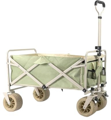 OYWEHECE Zusammenklappbarer Strandwagen, Mehrzweckwagen mit Universalrädern, Outdoor-Schubwagen, Camping-Gartenwagen, Trolley mit Verstellbarem Griff für Picknick-Einkäufe,A