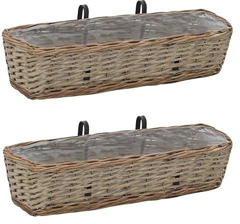 Kavolet 2 STK. Blumenkasten, Balkonkasten Blumentöpfe Weide mit PE-Auskleidung 60 cm