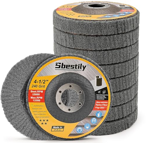 Sbestily 10Pcs 600 Grit Scour Flap Disc 4 1/2 Inch Fine Polishing Buffing Wheel for Metal Stainless Steel Angle Grinder Scouring Pads Scuff Sanding Discs Paint Rust Remover
