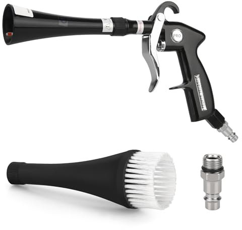 Pistolet de Nettoyage Voiture, 6-9.2 Bar, Pistolet de Nettoyage à Air Comprimé avec 2 Ensembles Buse, Soufflette Haute Pression, Pistolet de Nettoyage à Sec pour Intérieurs de Voiture et Moquette,noir