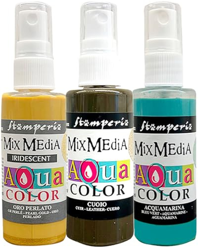 Stamperia Aquacolor Fortune 3er-Set Bastelfarbe 60ml Wasserbasis geruchsneutral für Holz Glas Leinwand Textilien Papier Keramik vielseitig anwendbar Made in EU Ganzjährig
