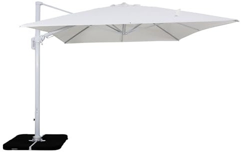 milani home - ombrellone decentrato in Alluminio 3 x 4 m di Design per Esterno Giardino cm 400 l x 300 pdi coloreBianco