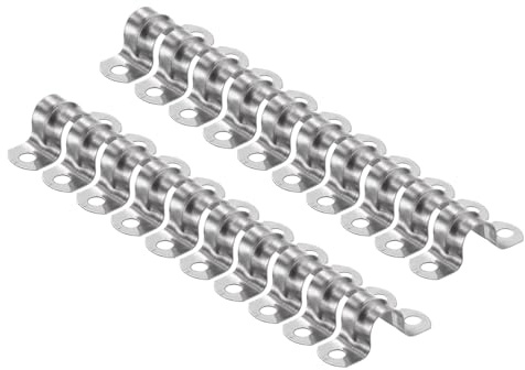 sourcing map Rohrschellen, M10 U-Rohrschellen, 3/8 Zoll, 10 mm, Edelstahl, starres Rohrband, U-förmige Halterung mit zwei Löchern für Rohr, Schlauch, Drahtschnur, Befestigung, 20 Stück