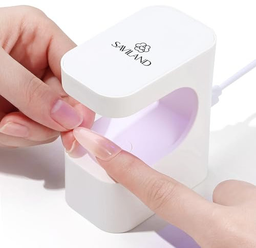 SAVILAND Mini Lampada UV LED Unghie, 6W Lampada per Unghie Gel 10s Cure Rapida, Protable Mini Lampada per Unghie Doppia Sorgente Luce USB Tipo-C Viaggio Uso Domestico