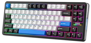 EPOMAKER TH85 QMK/VIA Mechanical Gaming Keyboard, Gaming Accessories, BT/2.4Ghz Wireless, RGB, Hot-Swappable & Programmable Keys in US 75% Layout (Black&Blue, Creamy Jade Switch)