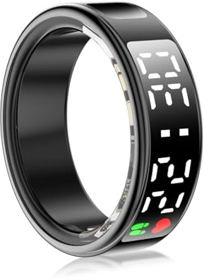 Cuifati Anillo de Salud Inteligente con Pantalla de Pantalla y Control Táctil, Anillo de Salud de Rastreador de Fitness para Mujeres y Hombres, Modos Deportivos Múltiples, a Prueba de (9)