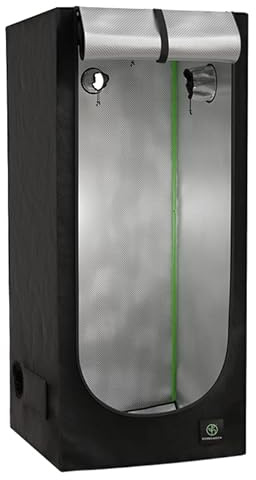 GROWTENT - Growzelt - 80x80x180 cm - Grow Zelt, Grow Tent, Indoor Gewächshaus, Zuchtzelt - mit Hochreflektierendem Mylar Stoff, stabilem 16-mm-Rahmen und Reißverschlüssen