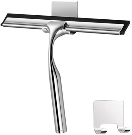 Shower Squeegee, Stainless Steel Window Squeegee, Cleaner Shower Wiper with Hook Ideal for Mirror, Window, Car Glass Cleaning