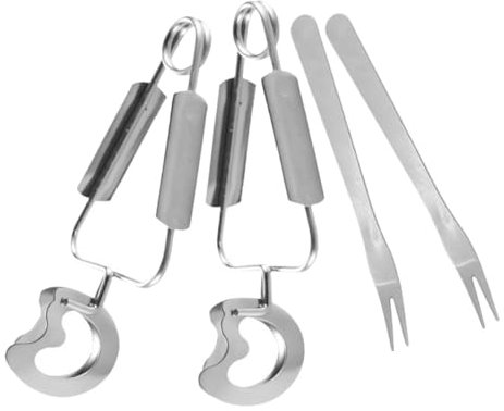 HEALEEP 2sets Stainless Steel Clip Escargot Tongs for Appetizers Tea Bag Tongs Serving Fork in Kitchen Grill Barbecue for Snails Ice Sugar