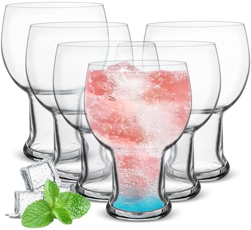 Yeelua Gin Glasses Set of 6, 470ml Gin Glasses, Clear Gin Glass Gifts for Women Men, Balloon Glass, Cocktail Glasses