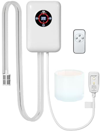 VCYEX Bathtub Heater Thermostat with Temperature Controller for Small Hot Tubs And Bath, for Bathroom 30-43℃ Portable Bathtub Thermostatic Heater with Remote ControlWhite,22 * 14.8 * 7.5CM