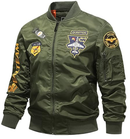 KBOPLEMQ Chaqueta bomber para hombre, estilo casual, resistente al viento, forro polar, chaqueta de invierno, con varios bolsillos, estilo militar, chaqueta de piloto cálida, cuello alto, chaqueta
