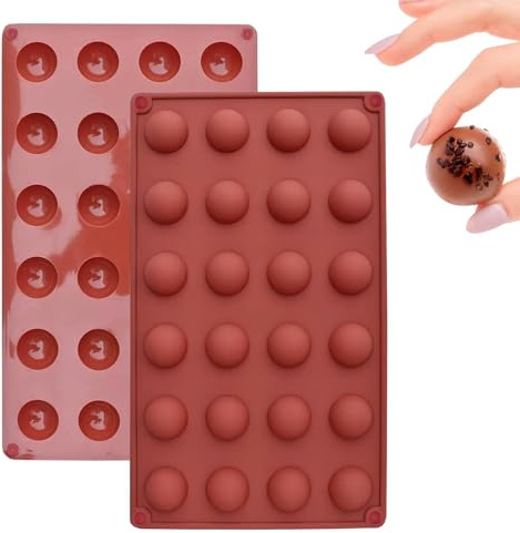 Chocolate Moulds, 2 PCS Semi Sphere Silicone Mold, Reusable Non-Stick Silicone Molds for Cake, Candy, Jelly, Ice Cube, Dome Mousse, DIY Baking (24 Cups)