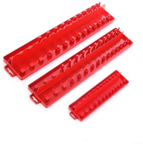 Lot de 3 organiseurs de douilles pour douilles de 6,35 mm, 1,27 cm, 176 poches, support de rangement en plastique avec étiquettes transparentes en résine ABS